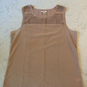 Gap Sleeveless Studded Crystal Tank Top  Taupe Beige Sz Large